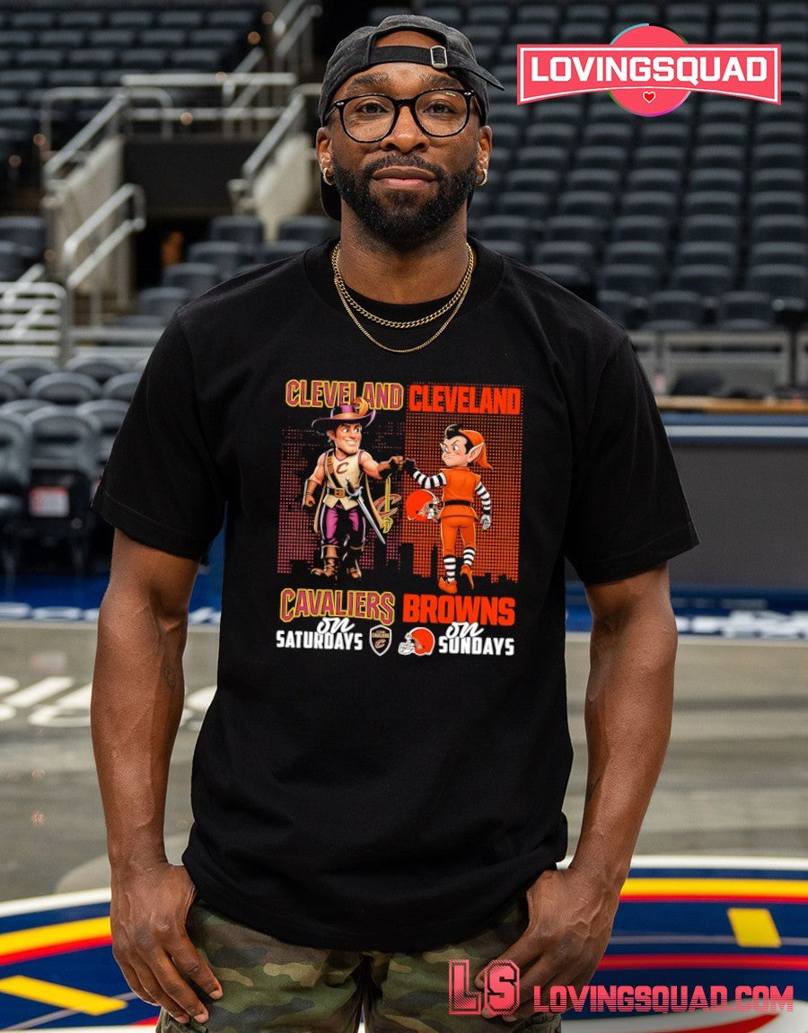 Cleveland Cavaliers On Saturdays And Cleveland Browns On Sundays Mascots Graphic Shirt