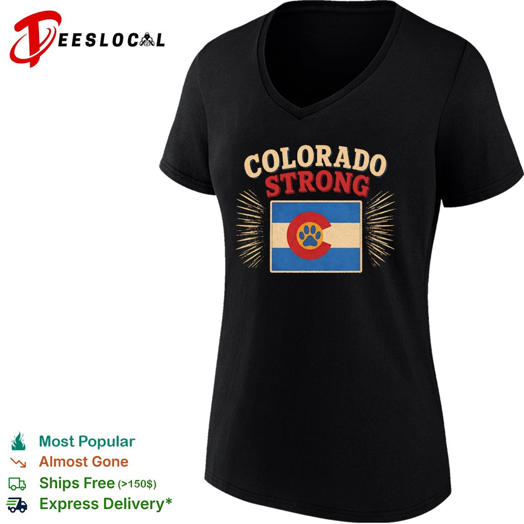 Colorado Strong Paw Print Colorado Flag shirt