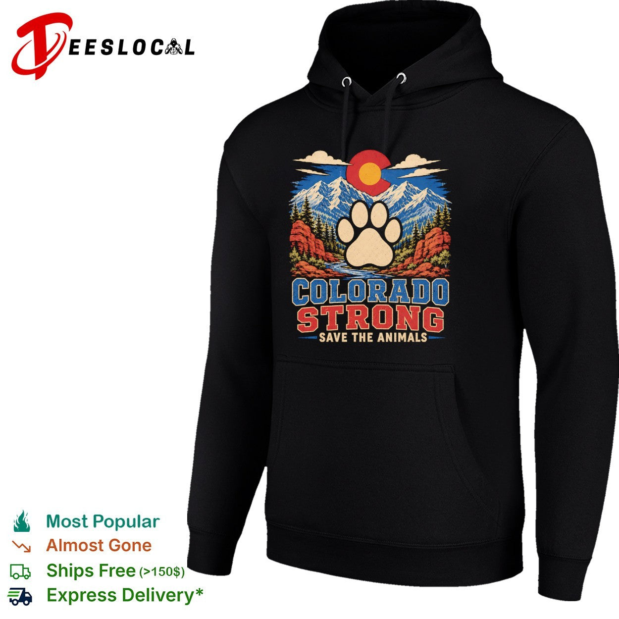 Colorado Strong Save the Animals Paw Print Mountain Sunset Landscape Nature shirt