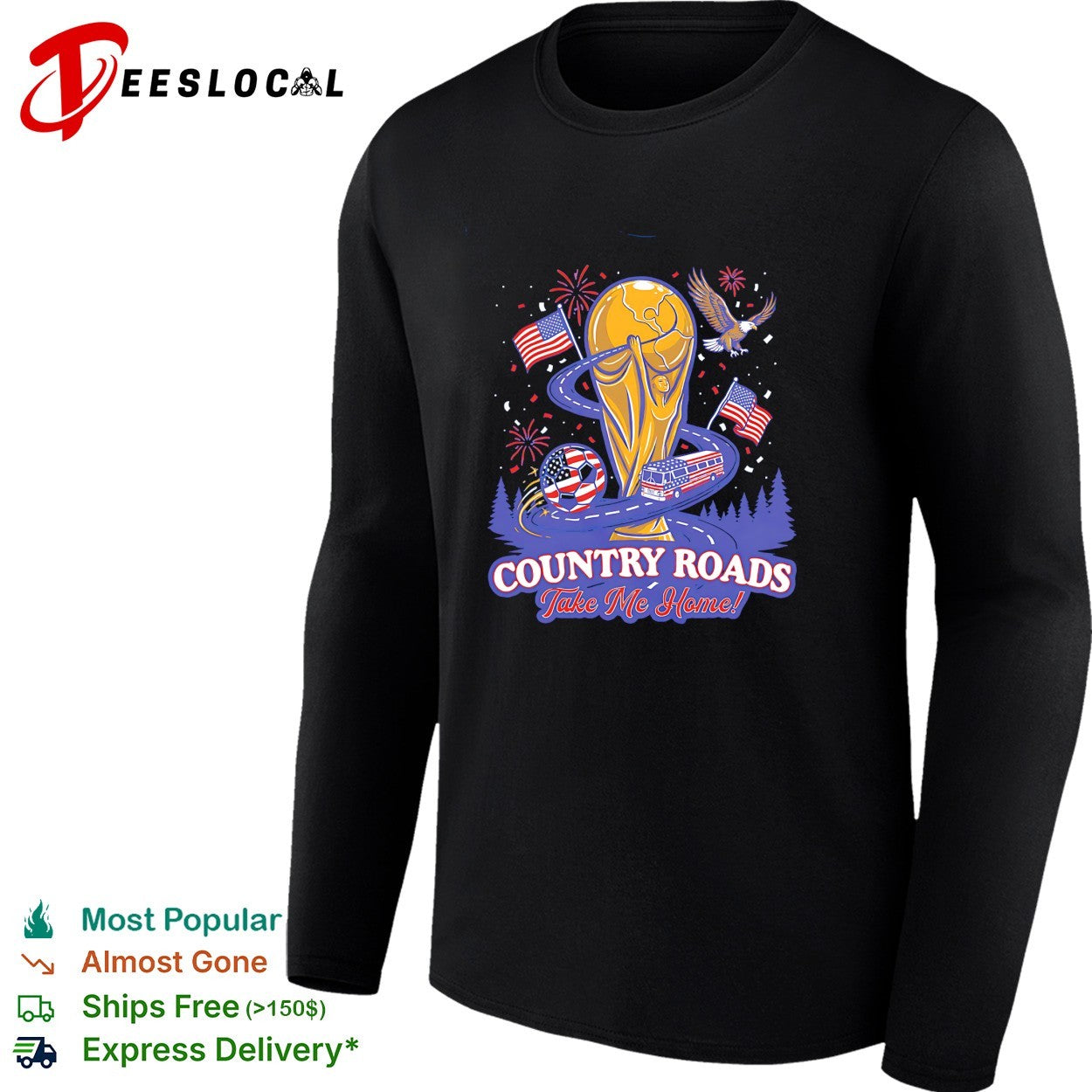 Country Roads Take Me Home USA soccer world cup bus shirt