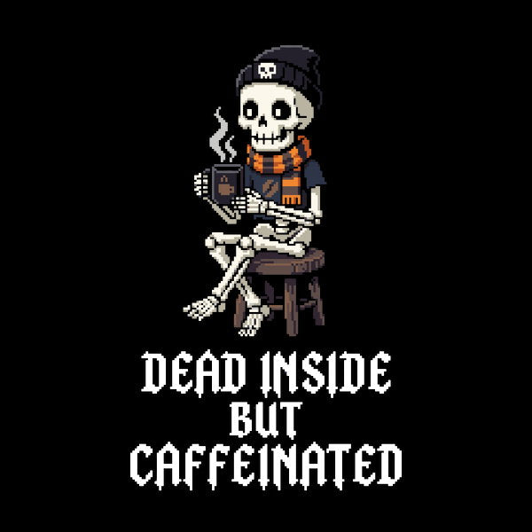 Cozy Coffee Skeleton Retro Pixel