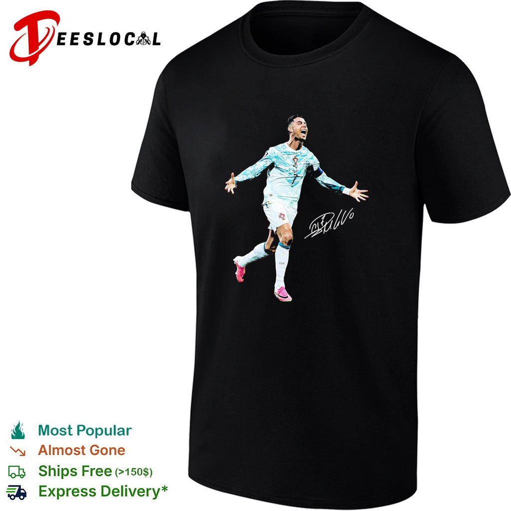 Cristiano Ronaldo Portugal soccer player celebrating shirt