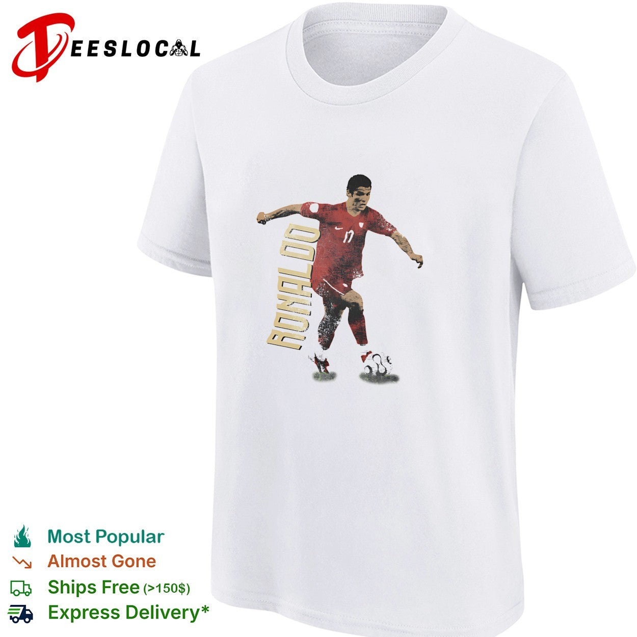 Cristiano Ronaldo number 17 dribbling soccer ball shirt