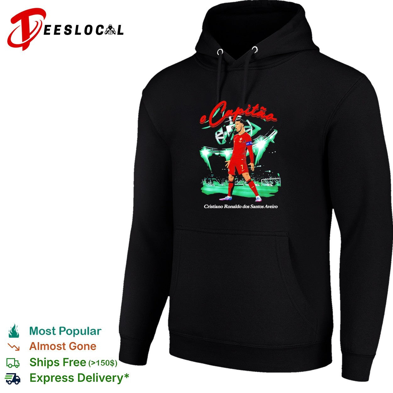 Cristiano Ronaldo o Capitao Portugal 7 celebrating stadium shirt
