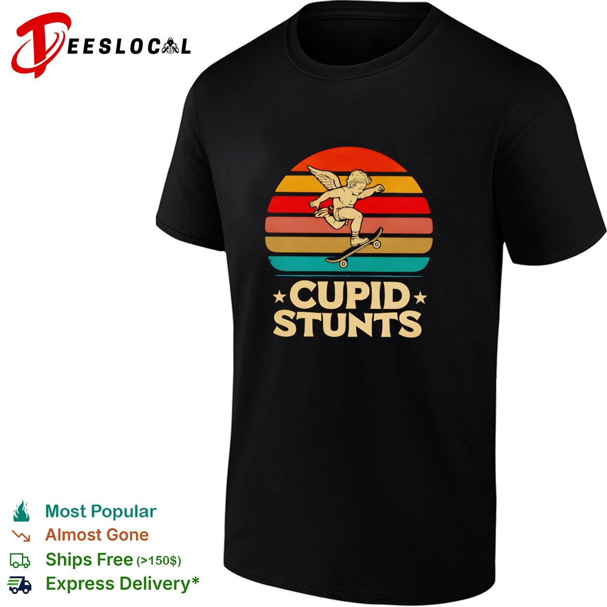 Cupid stunts cherub riding skateboard vintage sunset shirt