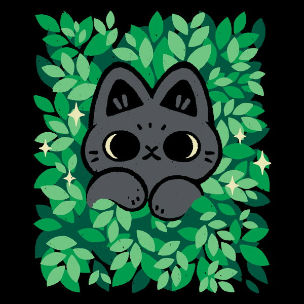 Cute Black Cat Peeking Through Gree