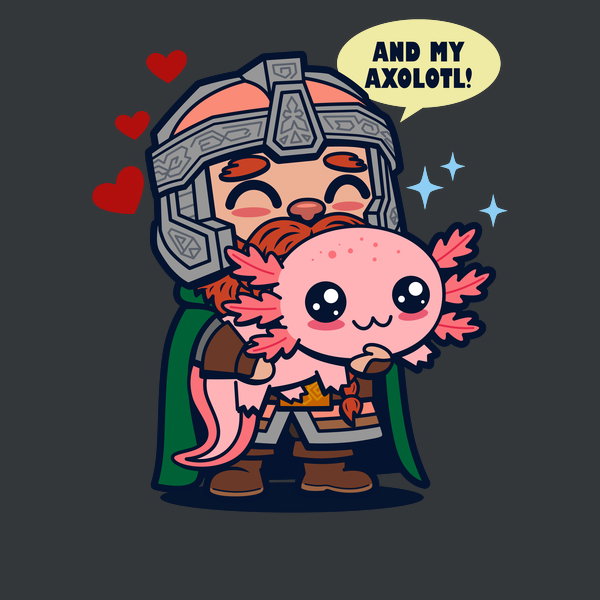 Cute Warrior Dwarf Holding Axolotl Meme