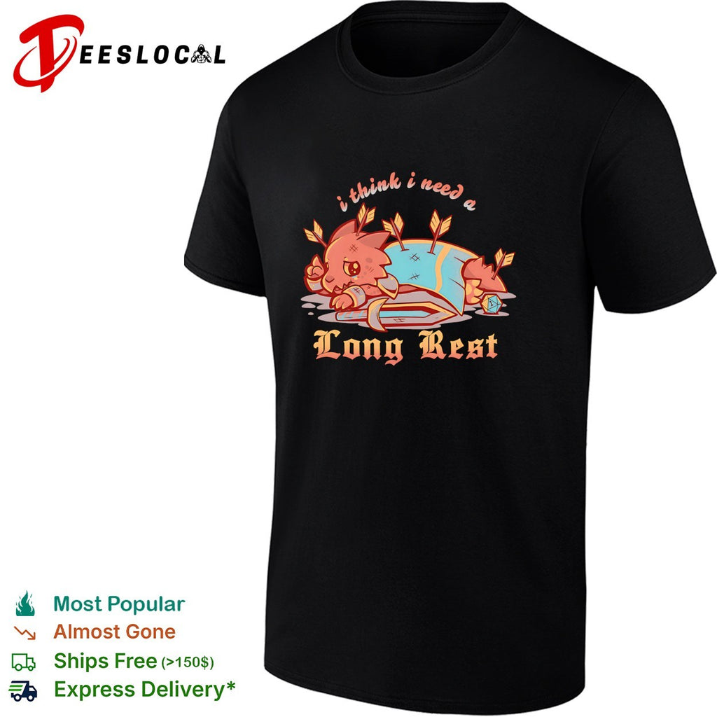 Cute warrior cat lying with arrows long rest DnD shirt