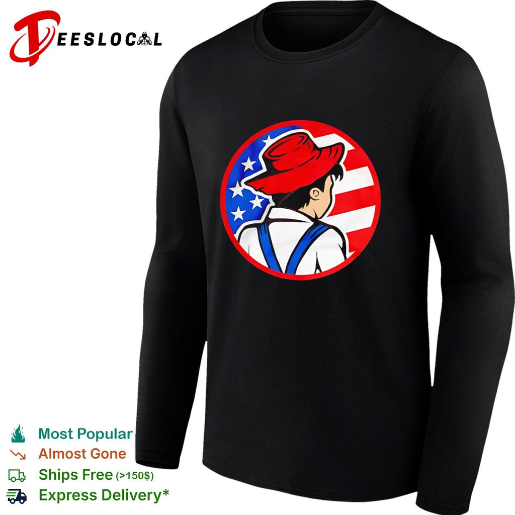 Dan Os American flag farmer boy shirt