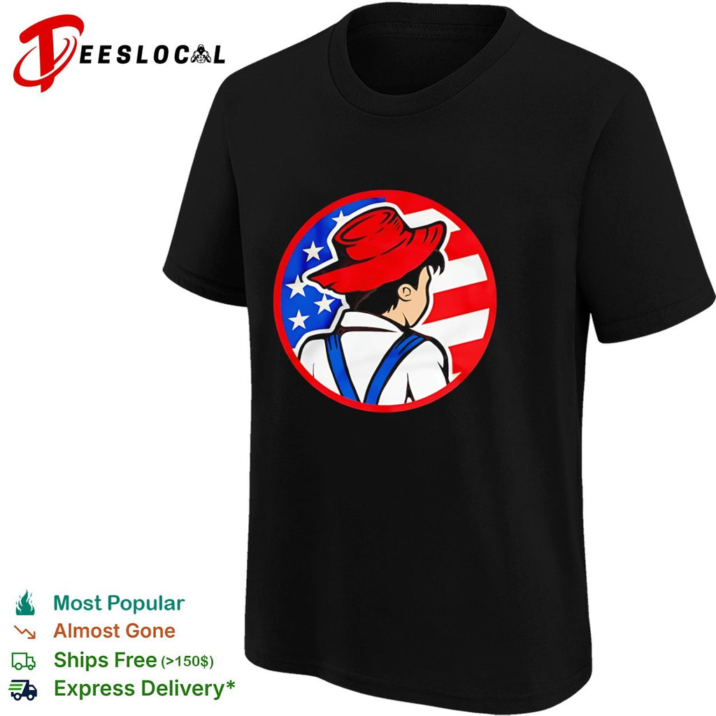 Dan Os American flag farmer boy shirt