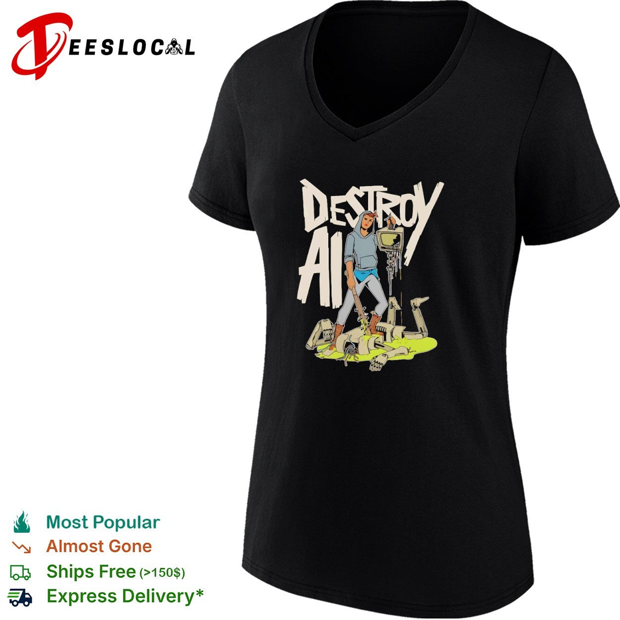 Destroy AI Sci-Fi Cyberpunk Robot Resistance shirt