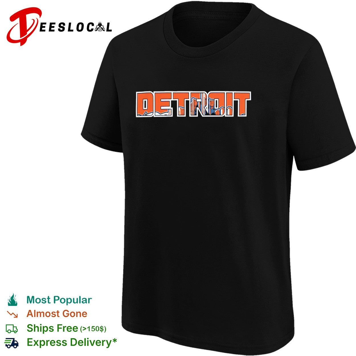 Detroit Skyline Text Design and City Landmark Cityscape Shirt