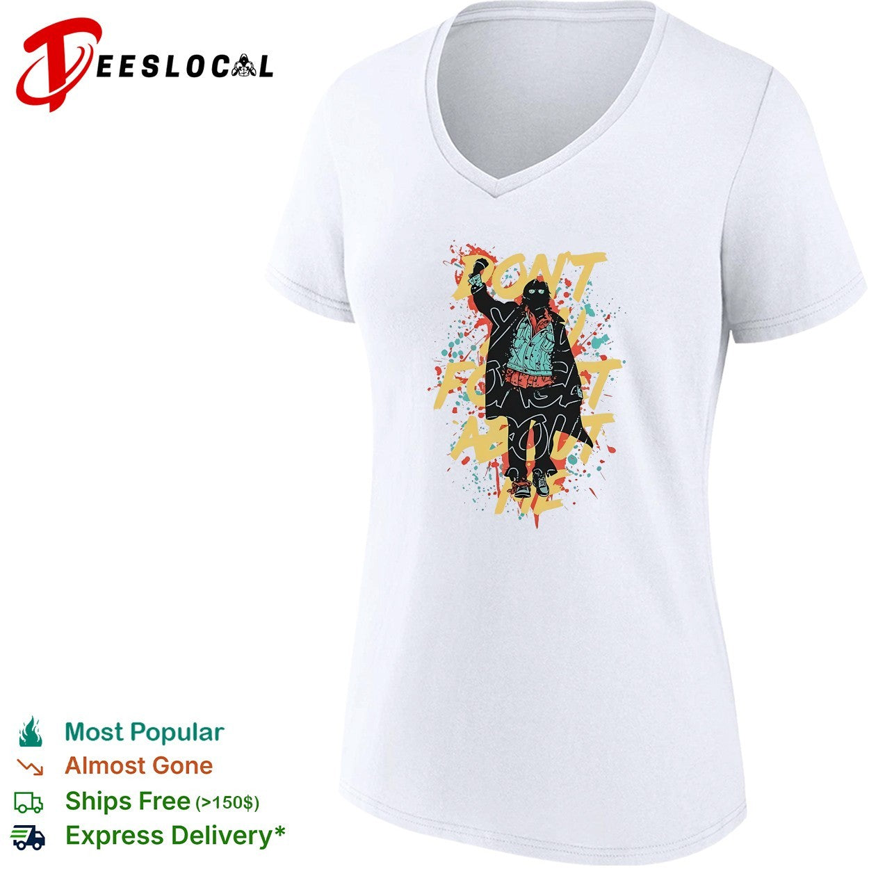 Don’t forget about me masked figure neon paint splatter shirt