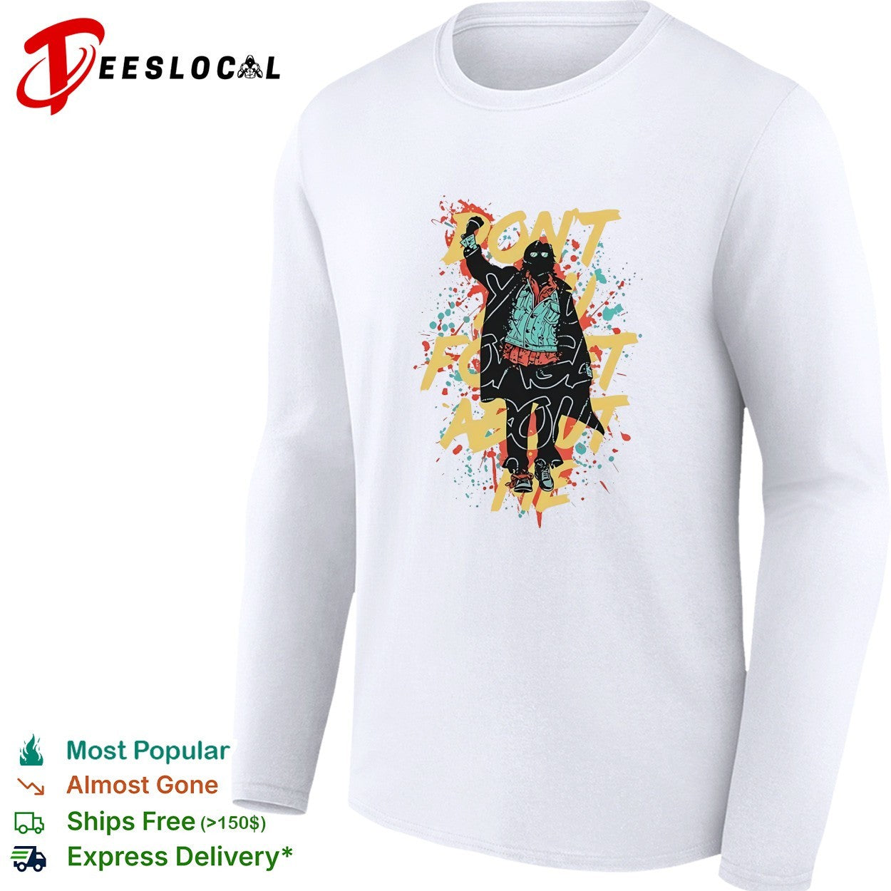 Don’t forget about me masked figure neon paint splatter shirt