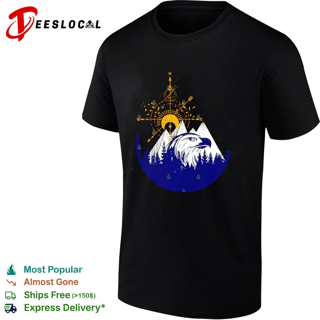 Eagle compass mountain forest silhouette shirt
