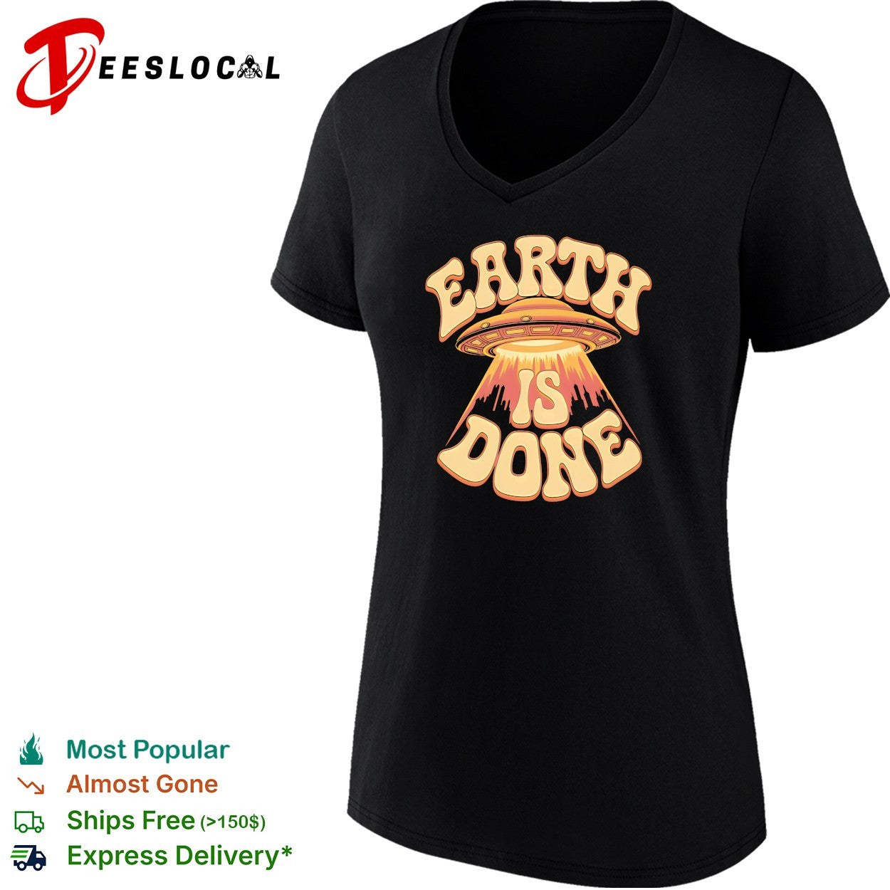 Earth is done UFO spaceship abducting city skyline shirt
