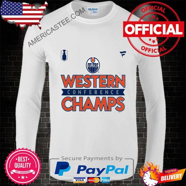 Edmonton oilers fanatics 2024 western conference champions locker room shirt