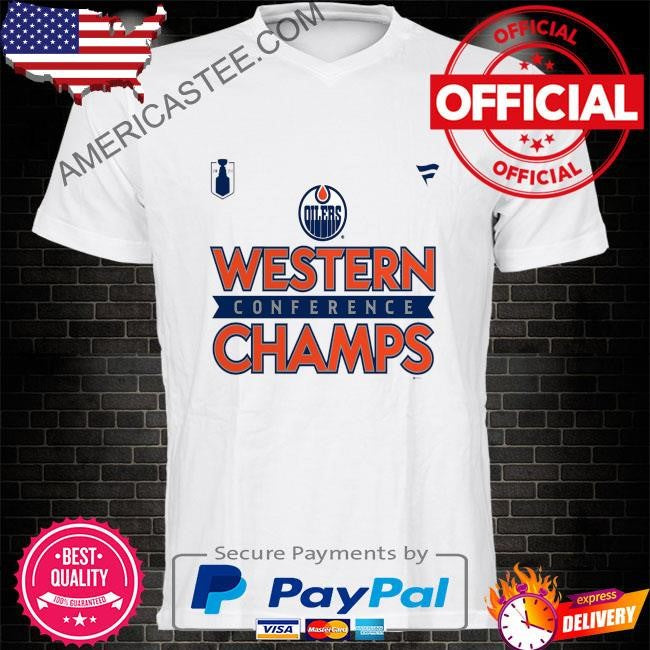 Edmonton oilers fanatics 2024 western conference champions locker room shirt