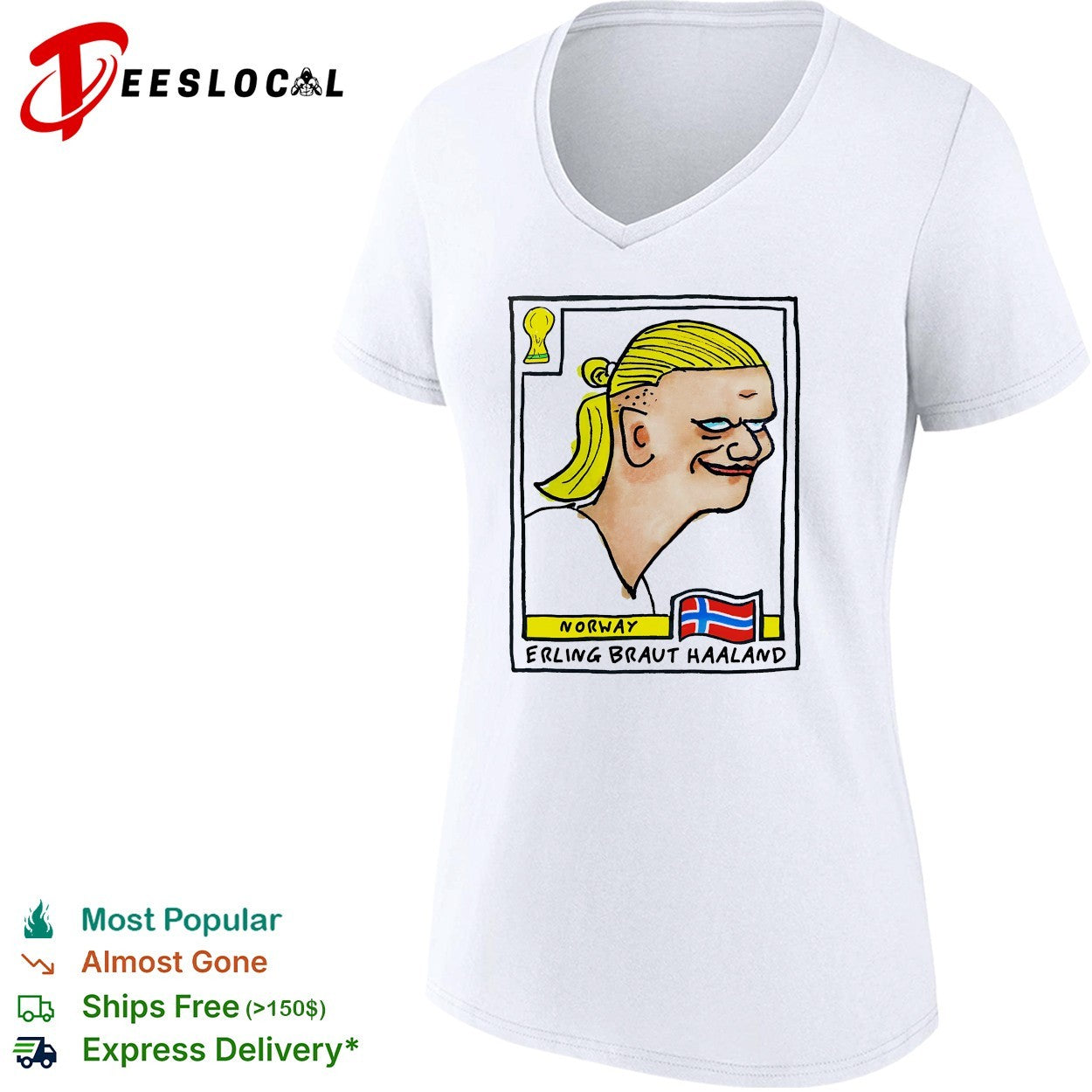 Erling Braut Haaland caricature football trading card Norway shirt
