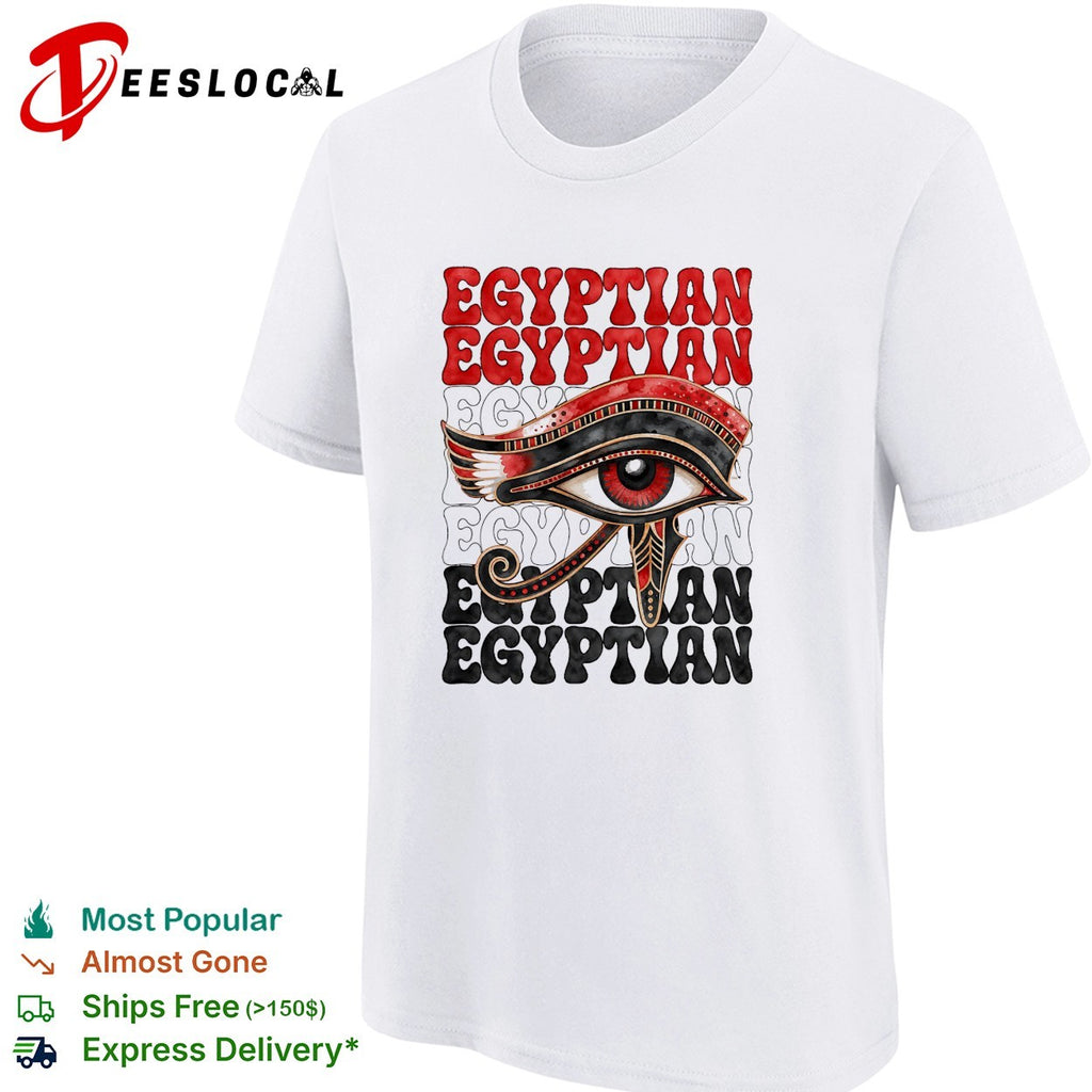Eye of Ra Egyptian stacked text shirt