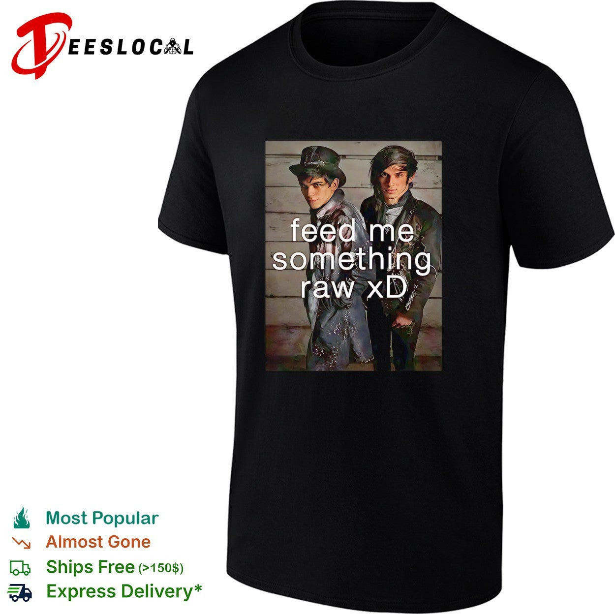 Feed me something raw xD goth vampire duo portrait shirt