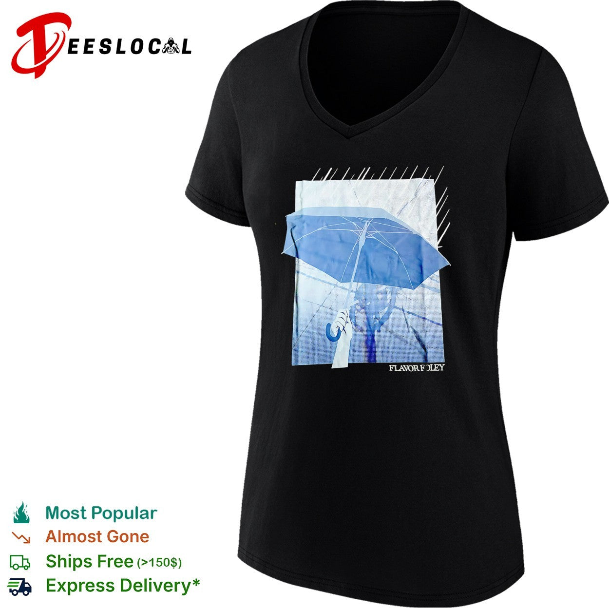 Flavor Foley Umbrella rain street graphic shirt