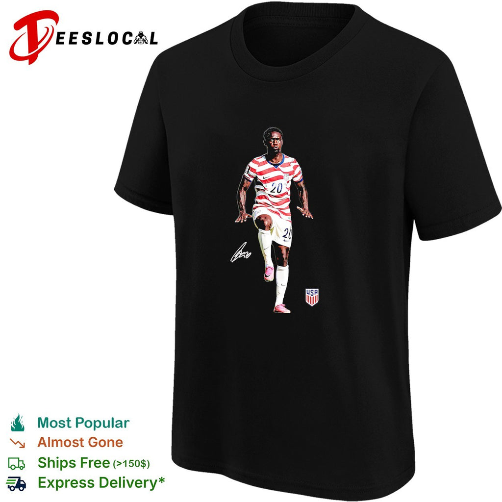 Folarin Balogun US soccer number 20 running signature shirt