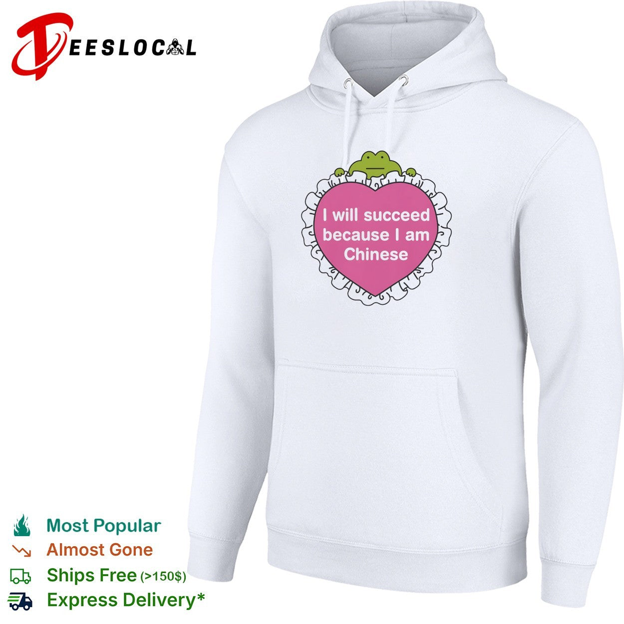 Frog peeking I will succeed because I am Chinese affirmation heart shirt