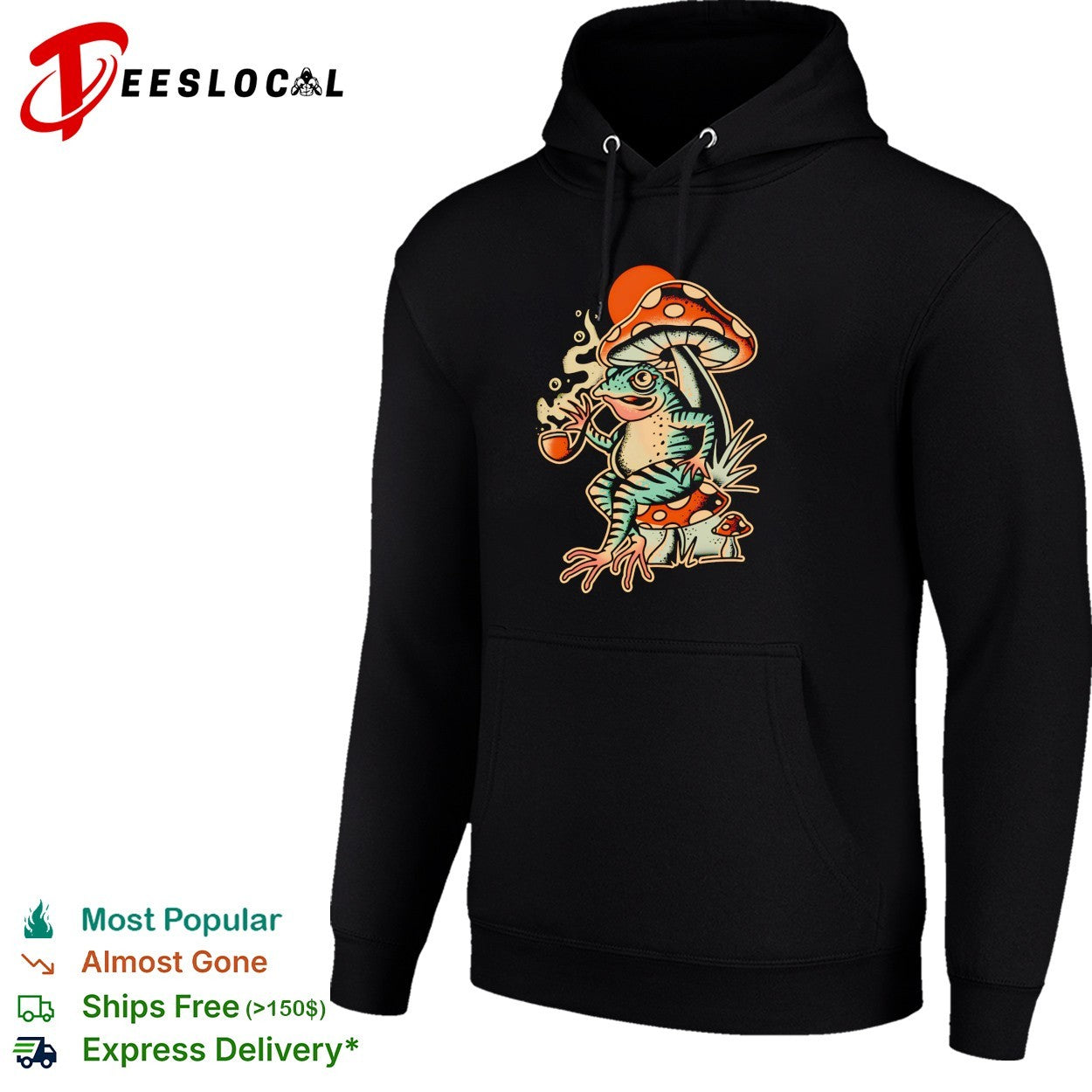 Frog smoking pipe mushroom tattoo vintage shirt