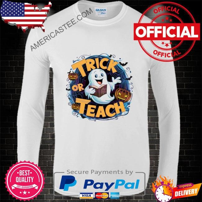 Funny ghost trick or teach bookish shirt