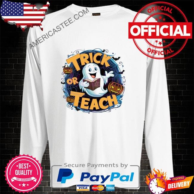 Funny ghost trick or teach bookish shirt