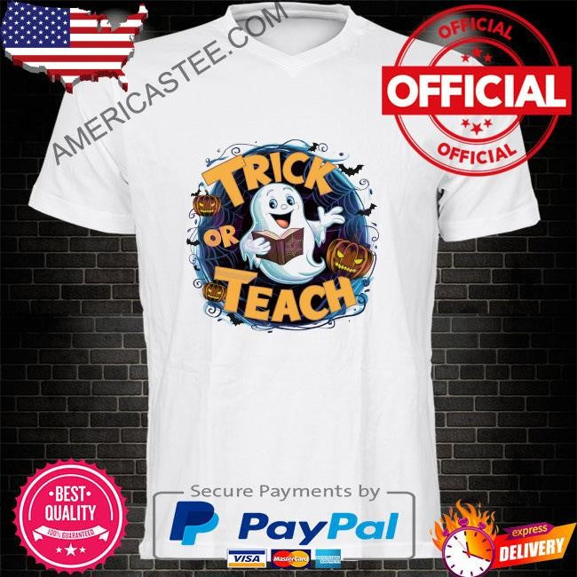 Funny ghost trick or teach bookish shirt