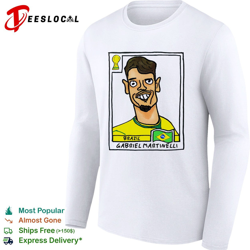 Gabriel Martinelli Brazil soccer player caricature collectible card shirt