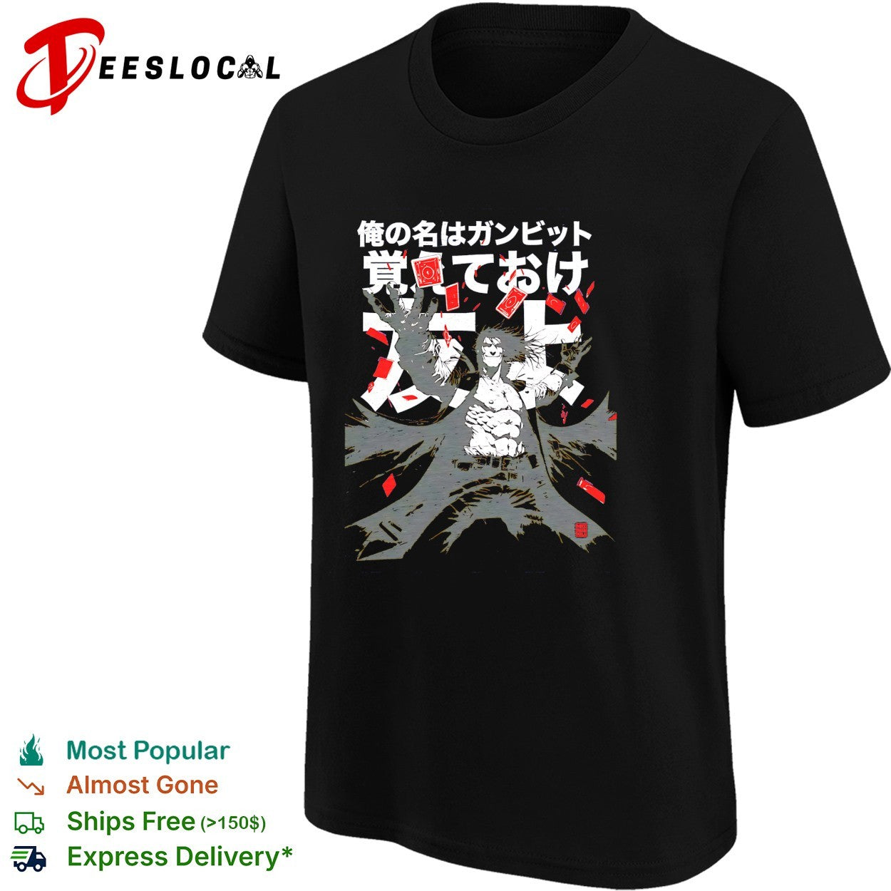 Gambit X Men throwing playing cards manga shirt
