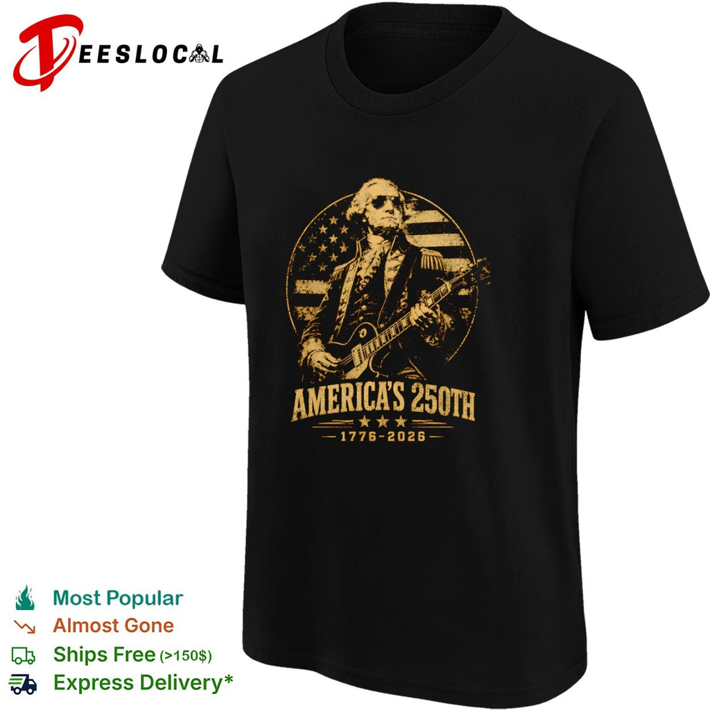 George Washington America’s 250th 1776 2026 rock and roll guitar shirt