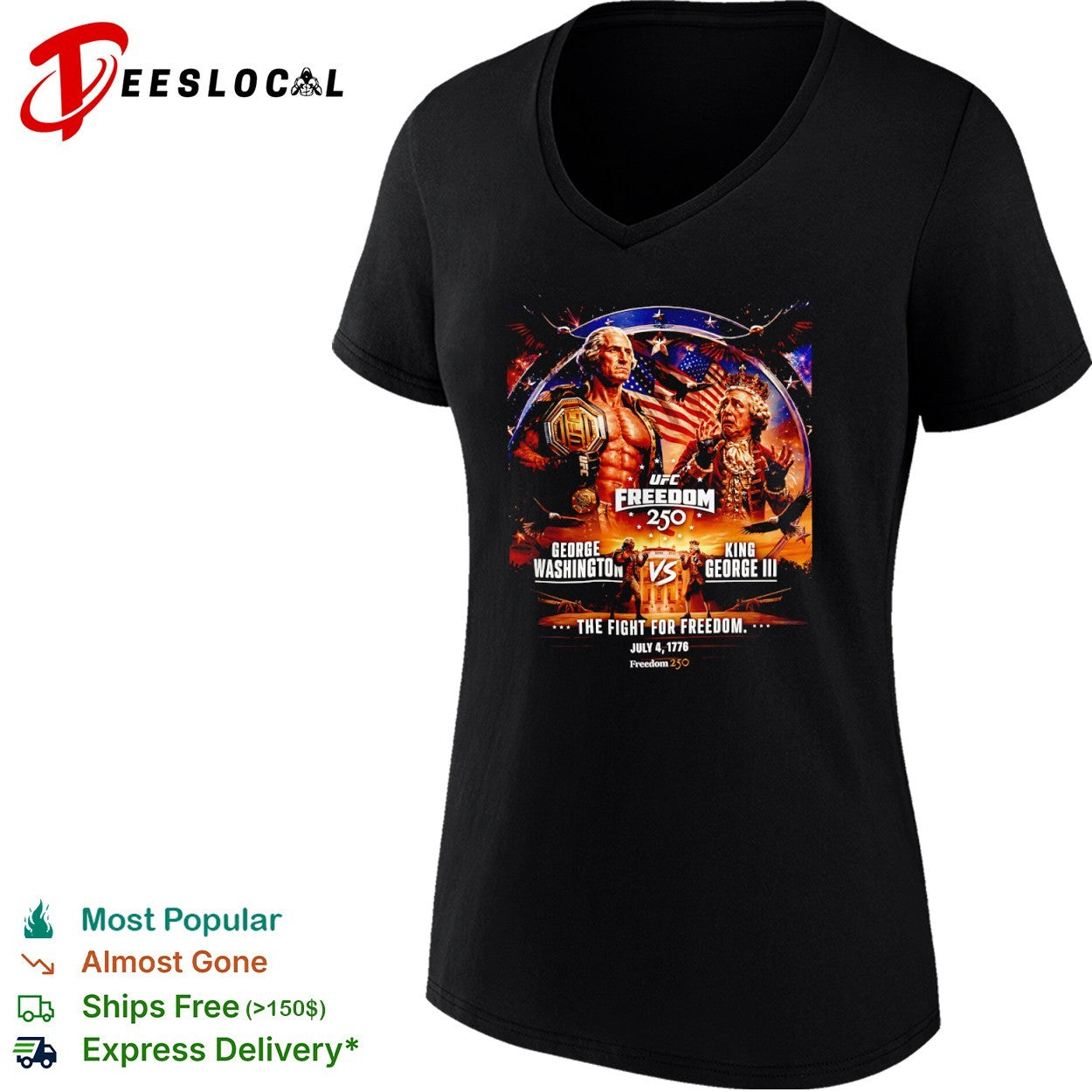 George Washington King III UFC Freedom 250 boxing match the fight for july 4 1776 shirt