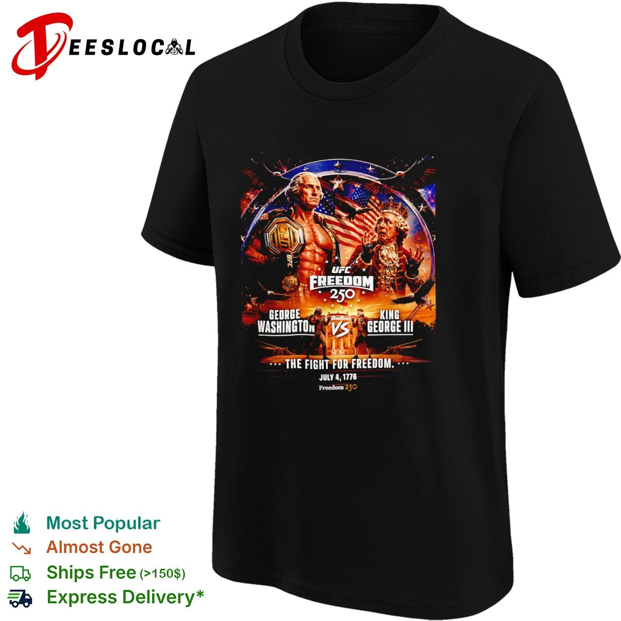 George Washington King III UFC Freedom 250 boxing match the fight for july 4 1776 shirt