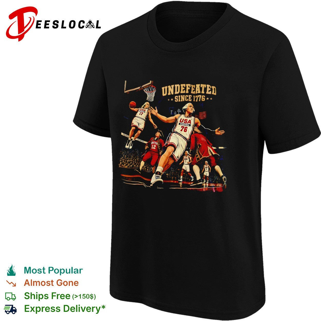 George Washington Undefeated Since 1776 USA Basketball American shirt