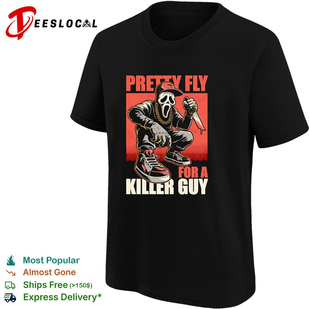 Ghostface holding knight music Horror movie pretty fly for a killer guy shirt