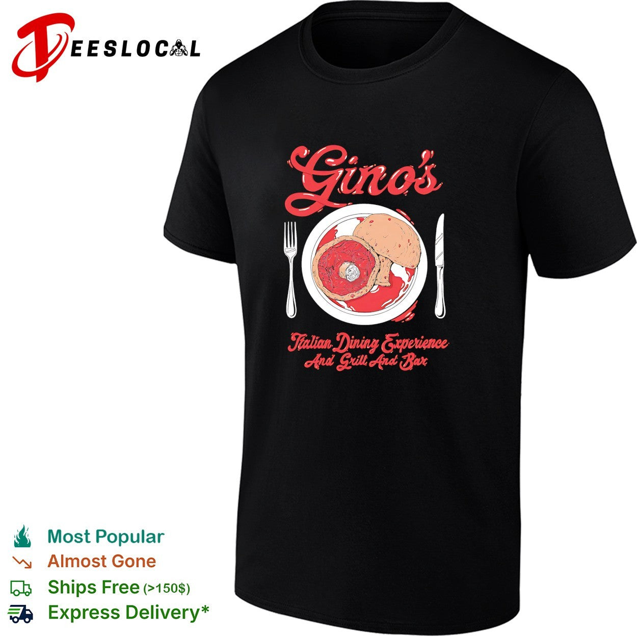 Gino’s Italian dining grill and bar food plate shirt