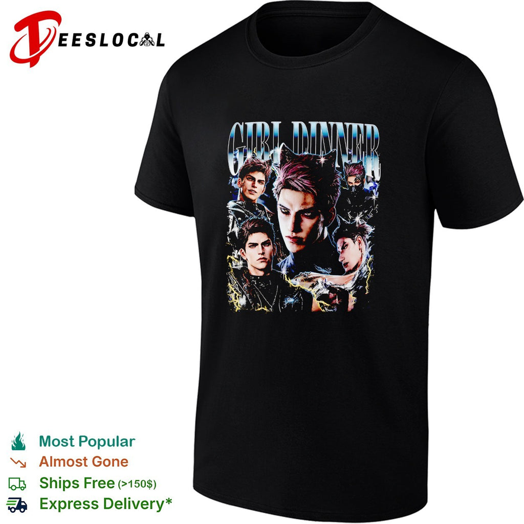 Girl Dinner dark anime wolf ear male multi pose lightning shirt
