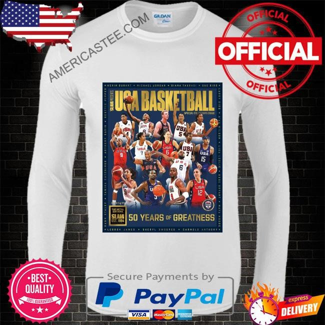 Gold metal slam presents usa basketball shirt