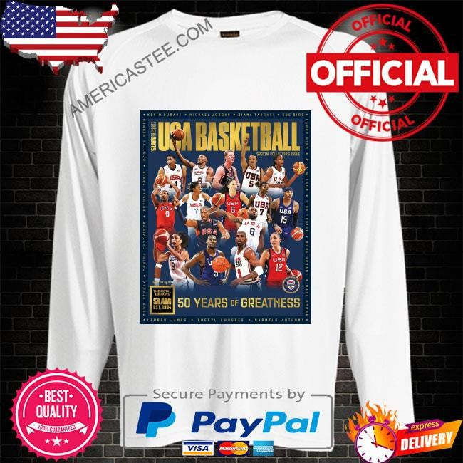 Gold metal slam presents usa basketball shirt
