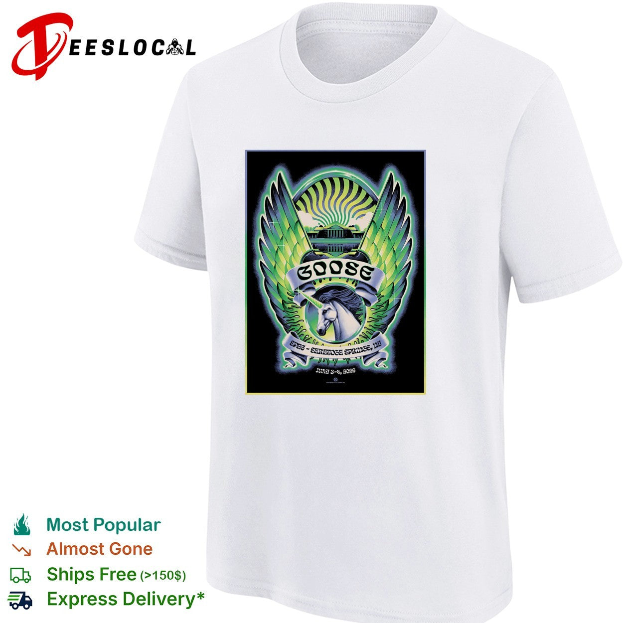 Goose band SPAC Saratoga Springs NY July 2026 unicorn shirt
