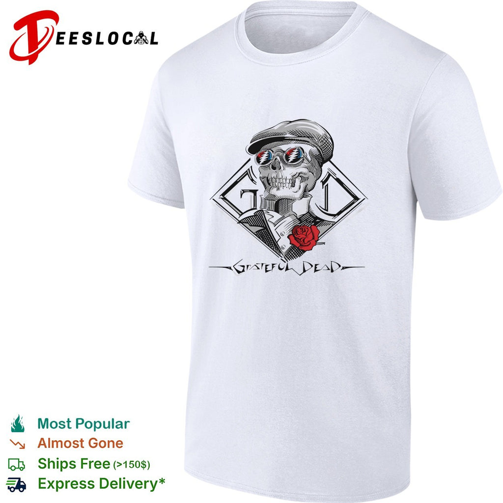 Grateful Dead skull with rose and sunglasses shirt