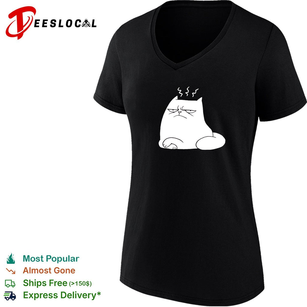 Grumpy cat sitting steaming head annoyed shirt