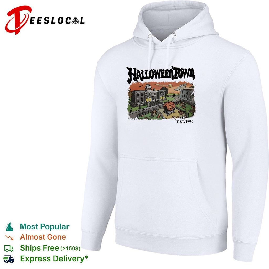 Halloweentown Est 1998 haunted mansion pumpkin town scene shirt