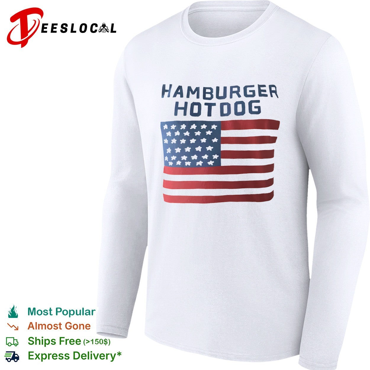 Hamburger Hotdog American Flag July 4th Independence shirt
