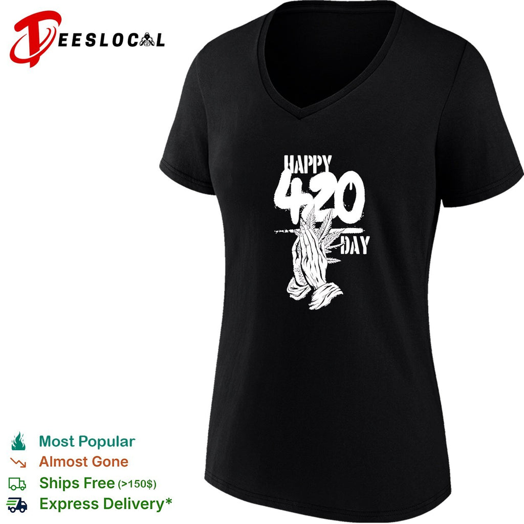 Happy 420 Day praying hands Cannabis Marijuana shirt