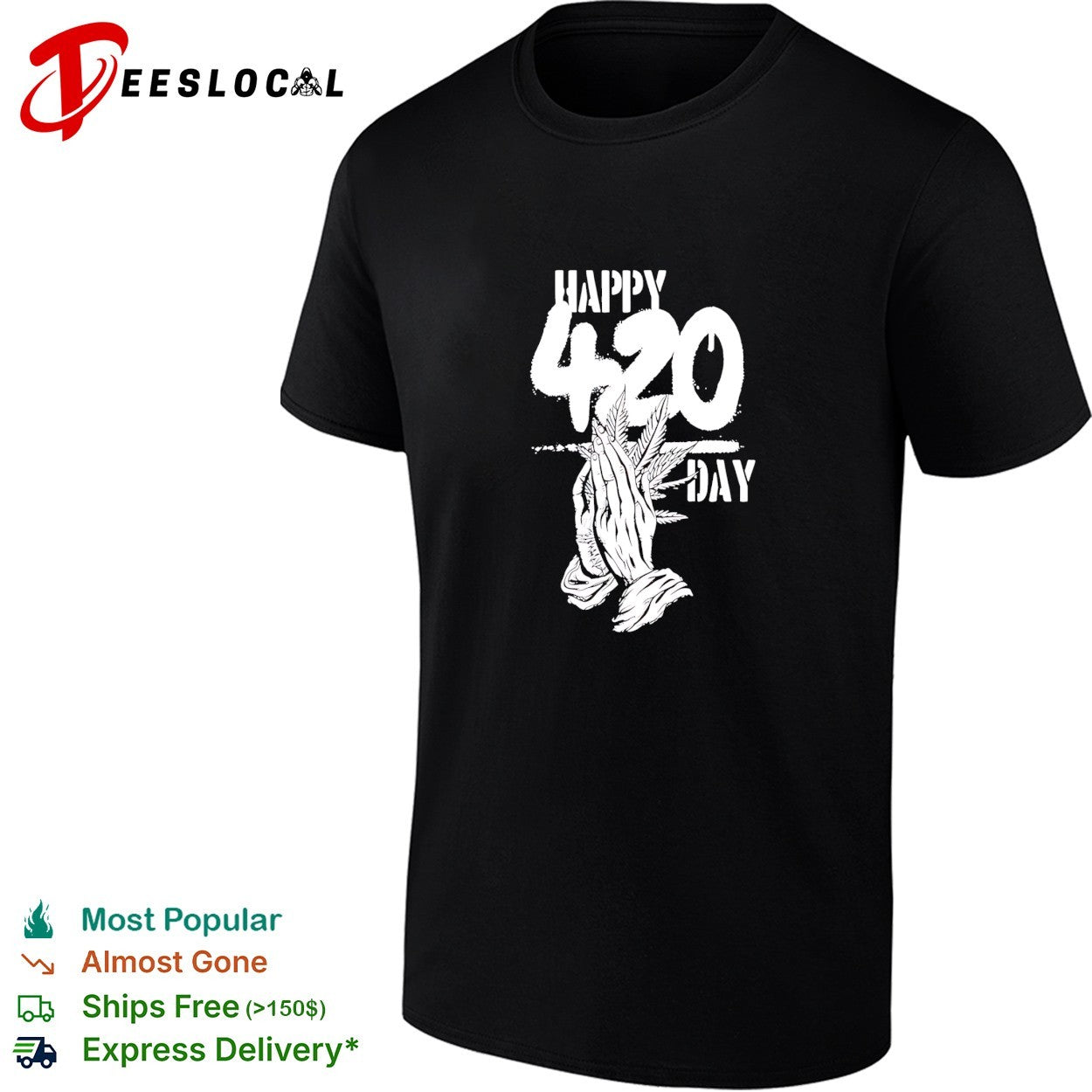 Happy 420 Day praying hands Cannabis Marijuana shirt